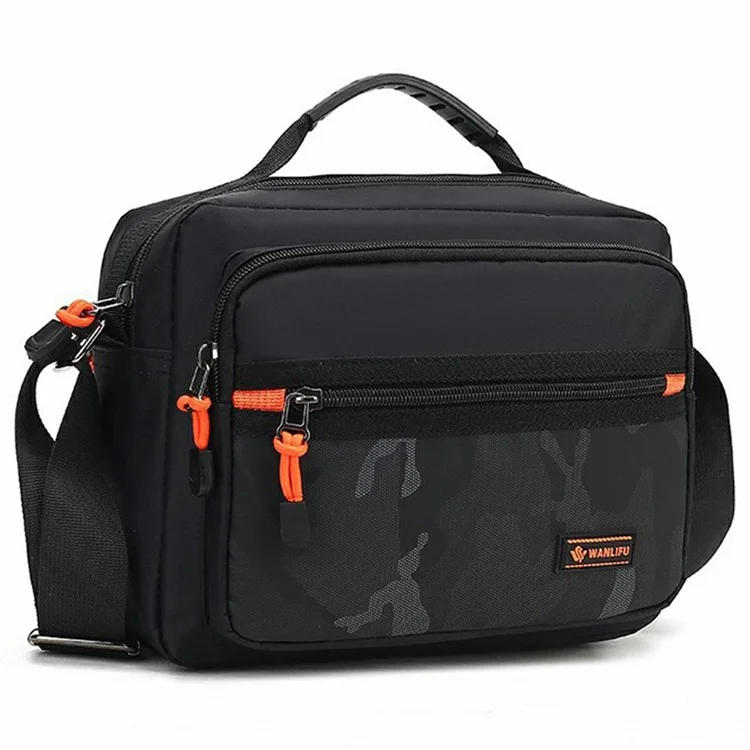 Bolsa Masculina Casual de Ombro Transversal em Tecido Oxford para Uso Diário e Transporte - Preto