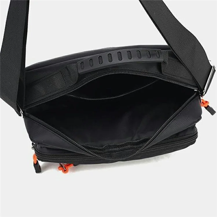 Bolsa Masculina Casual de Ombro Transversal em Tecido Oxford para Uso Diário e Transporte - Preto