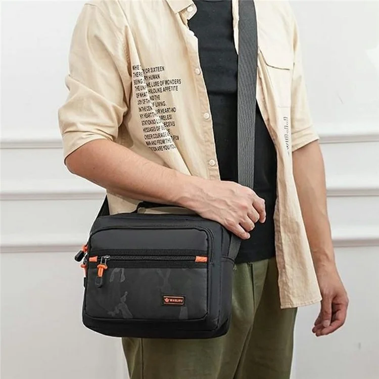 Bolsa Masculina Casual de Ombro Transversal em Tecido Oxford para Uso Diário e Transporte - Preto