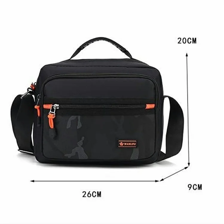 Bolsa Masculina Casual de Ombro Transversal em Tecido Oxford para Uso Diário e Transporte - Preto