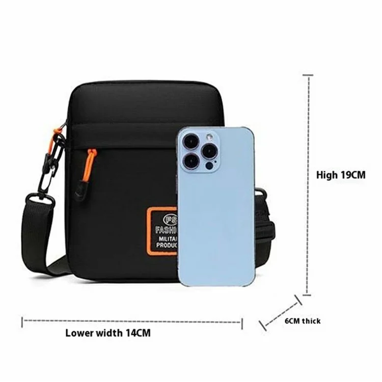 Bolsa Masculina Transversal para Atividades Externas em Tecido Oxford - Esportiva, Casual, Tiracolo - Preto