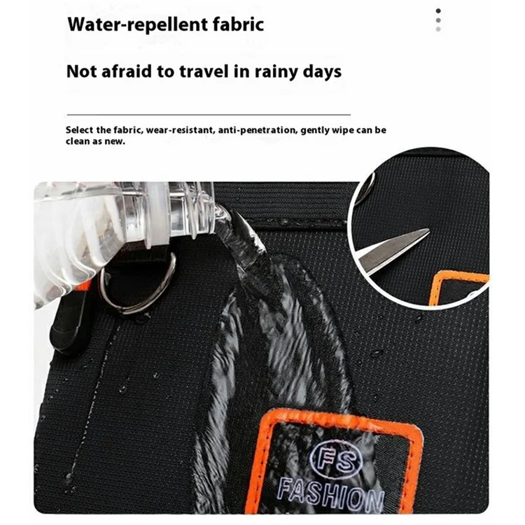 Bolso bandolera casual elegante para hombre - Bolso de pecho de nailon repelente al agua con cremallera horizontal / Negro