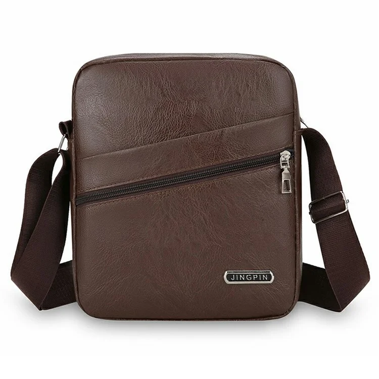 Bolsa Masculina Transversal de Ombro Único - Mensageiro Leve para Viagem em Couro PU Casual - Marrom Café