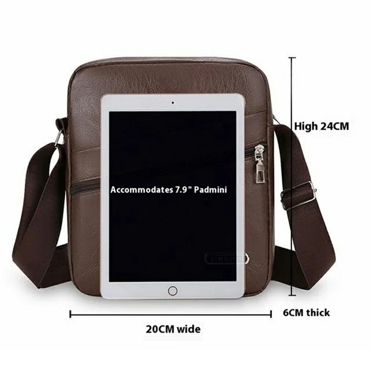 Bolsa Masculina Transversal de Ombro Único - Mensageiro Leve para Viagem em Couro PU Casual - Marrom Café