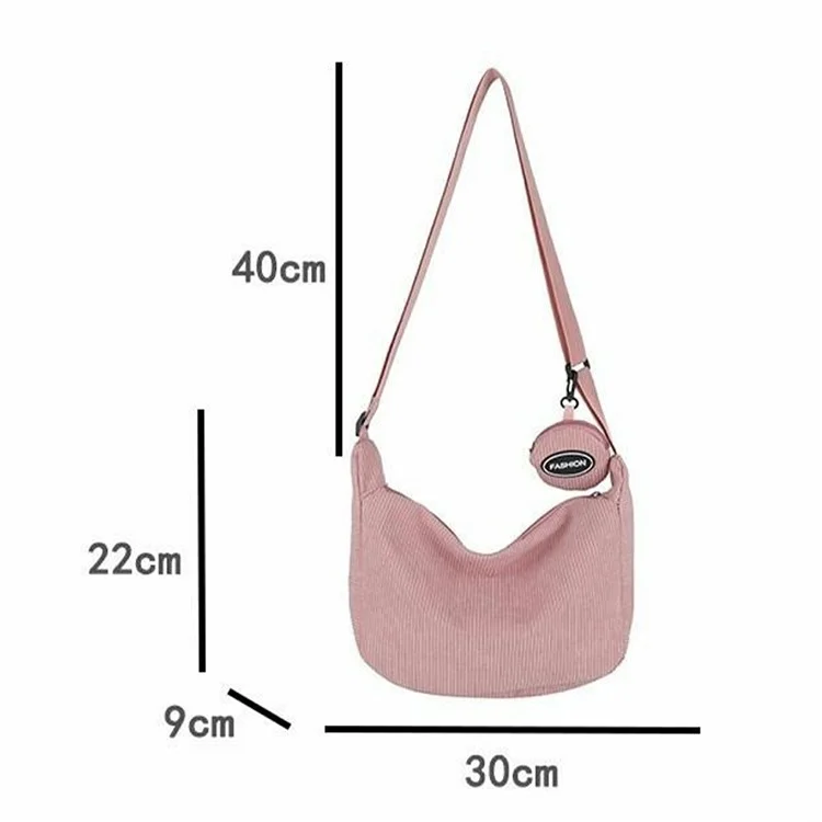 Bolsa Minimalista de Cor Sólida Tipo Dumpling para Outono/Inverno, Transversal com Bolsinha Pequena - Rosa