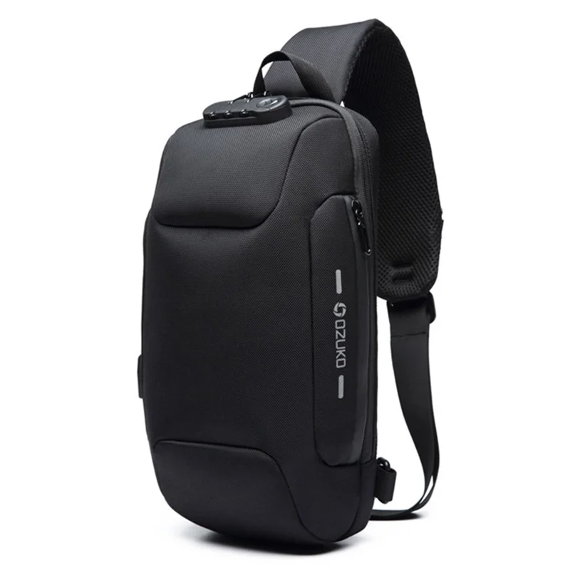 OZUKO Multifunction Lightweight Chest Bag Waterproof Anti-scratch Shoulder Bag - Black