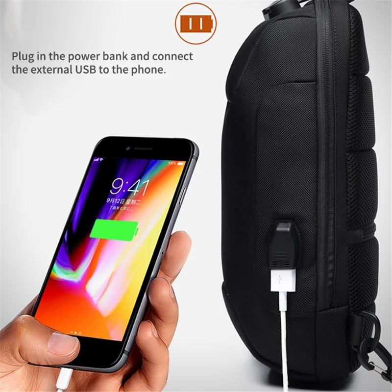 OZUKO Multifunction Lightweight Chest Bag Waterproof Anti-scratch Shoulder Bag - Black