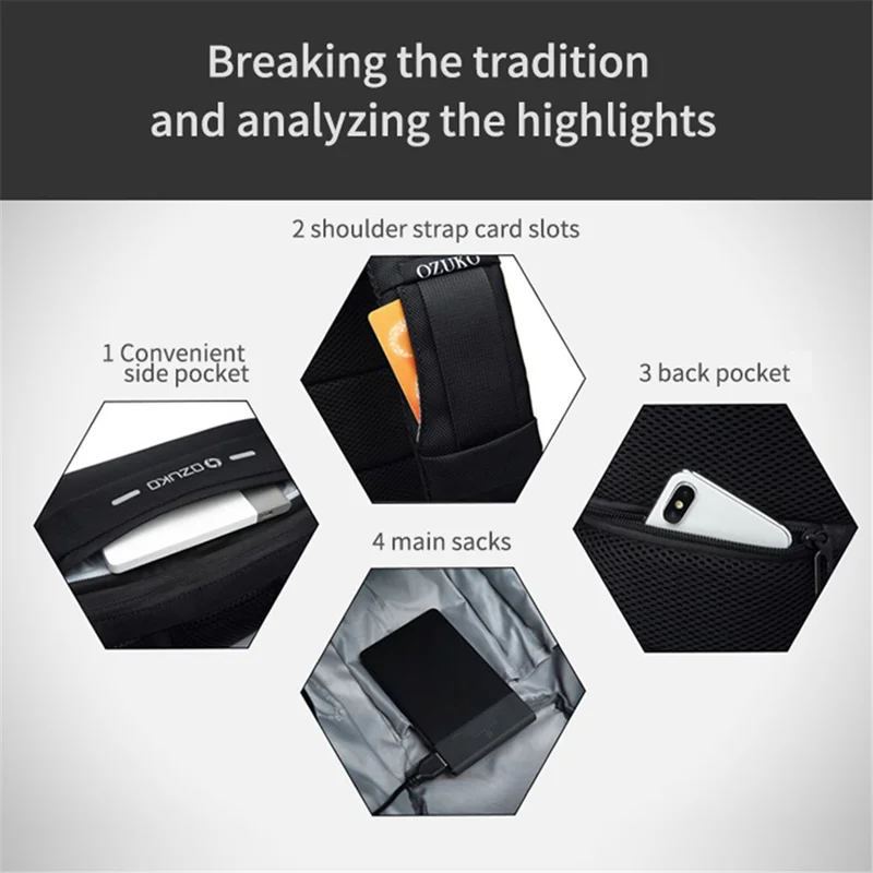 OZUKO Multifunction Lightweight Chest Bag Waterproof Anti-scratch Shoulder Bag - Camouflage