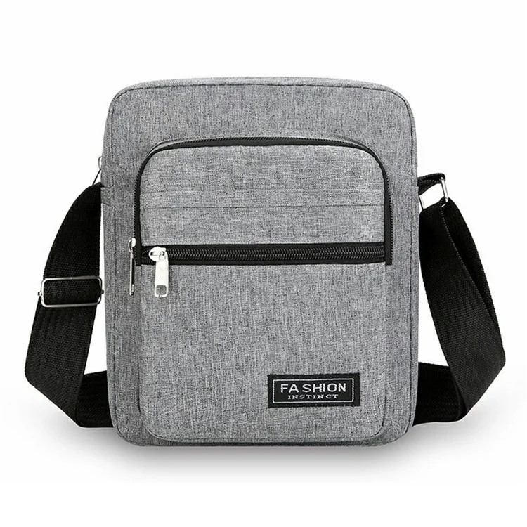 Bolsa Casual de Múltiplas Camadas Transversal e de Ombro Único, Leve, em Tecido Oxford - Cinza