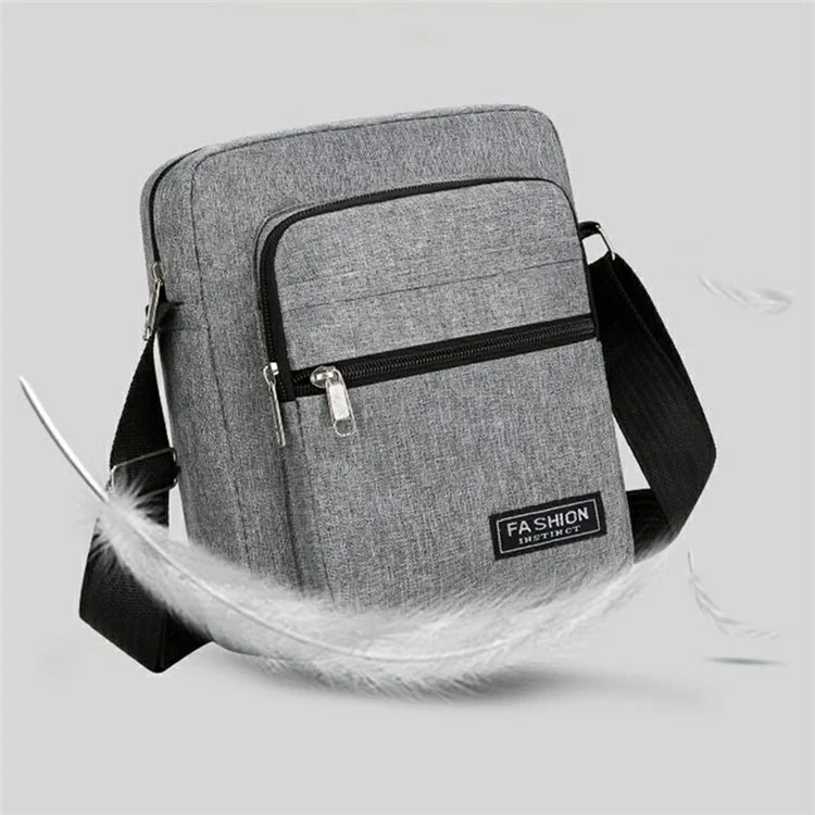 Bolsa Casual de Múltiplas Camadas Transversal e de Ombro Único, Leve, em Tecido Oxford - Cinza