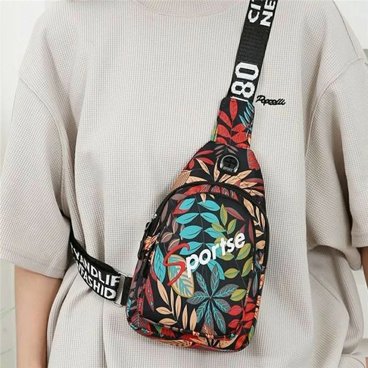 Sac à bandoulière élégant unisexe en nylon, sac à épaule unique, grande taille 30x16x6 cm - Noir