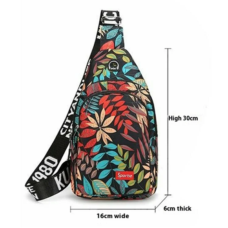 Sac à bandoulière élégant unisexe en nylon, sac à épaule unique, grande taille 30x16x6 cm - Noir