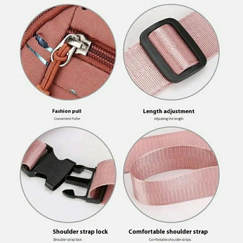 Borsa a tracolla casual da donna alla moda - Borsa sportiva a spalla in tessuto Oxford - Rosa