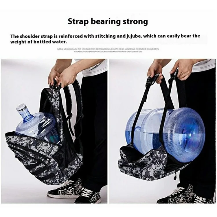 Mochila de Viaje Camuflaje de Gran Capacidad para Exteriores de Tela Oxford Bolsa de Mochila de Senderismo para Hombres con Doble Hombro - Negro