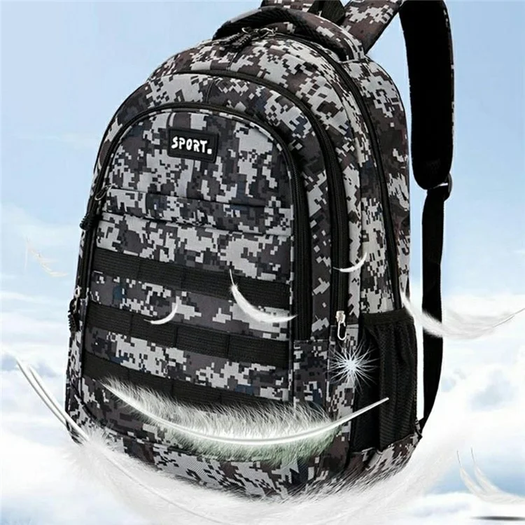 Mochila de Viaje Camuflaje de Gran Capacidad para Exteriores de Tela Oxford Bolsa de Mochila de Senderismo para Hombres con Doble Hombro - Negro