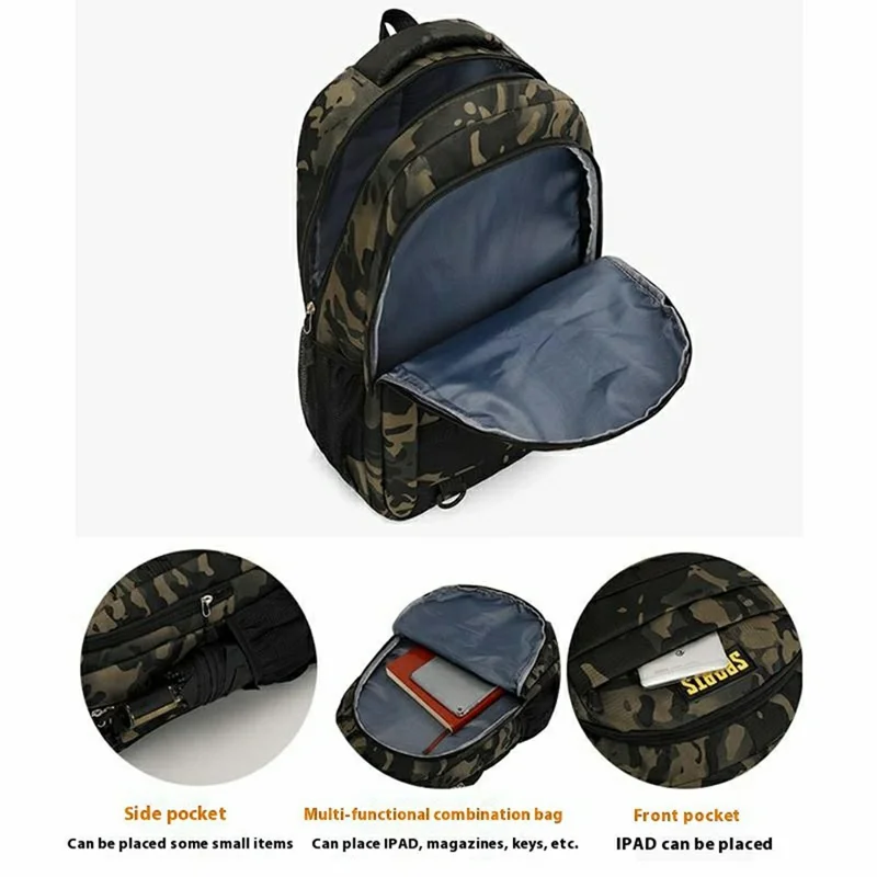 Waterproof Nylon Outdoor Backpack Large Capacity Travel Camping Laptop Bag - Desert Color