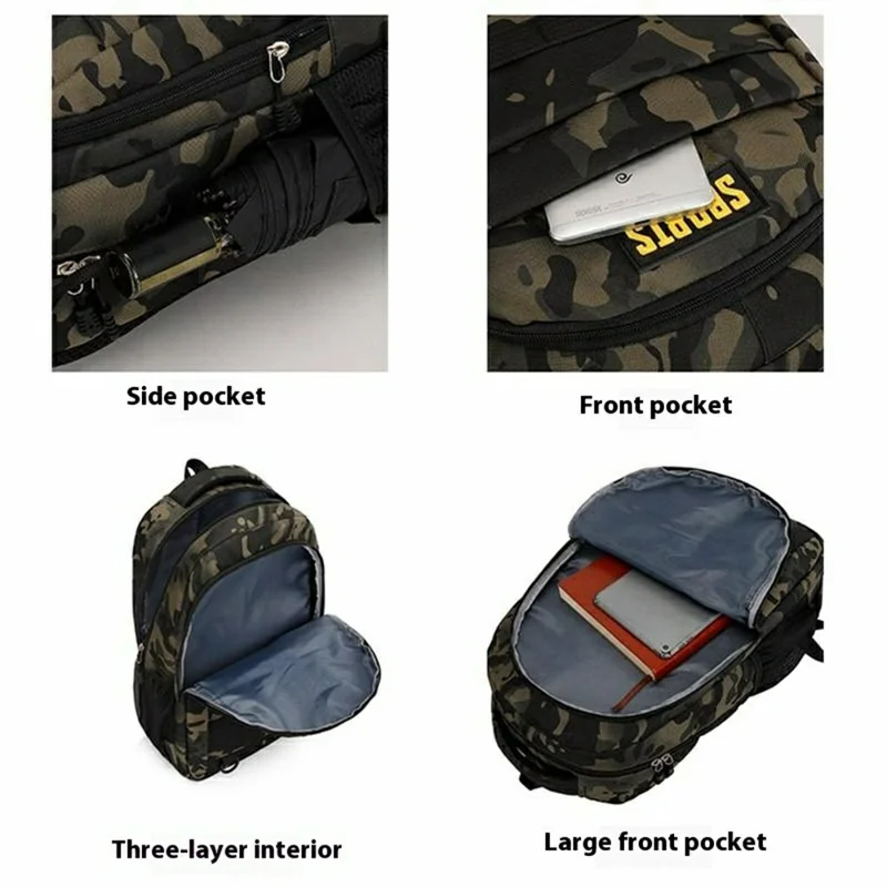 Waterproof Nylon Outdoor Backpack Large Capacity Travel Camping Laptop Bag - Desert Color