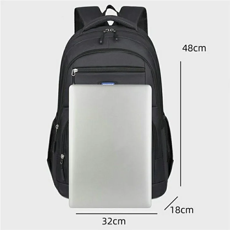 Large Capacity Business Laptop Backpack Oxford Cloth Travel Luggage Bag Students Double Shoulder Pack - Black