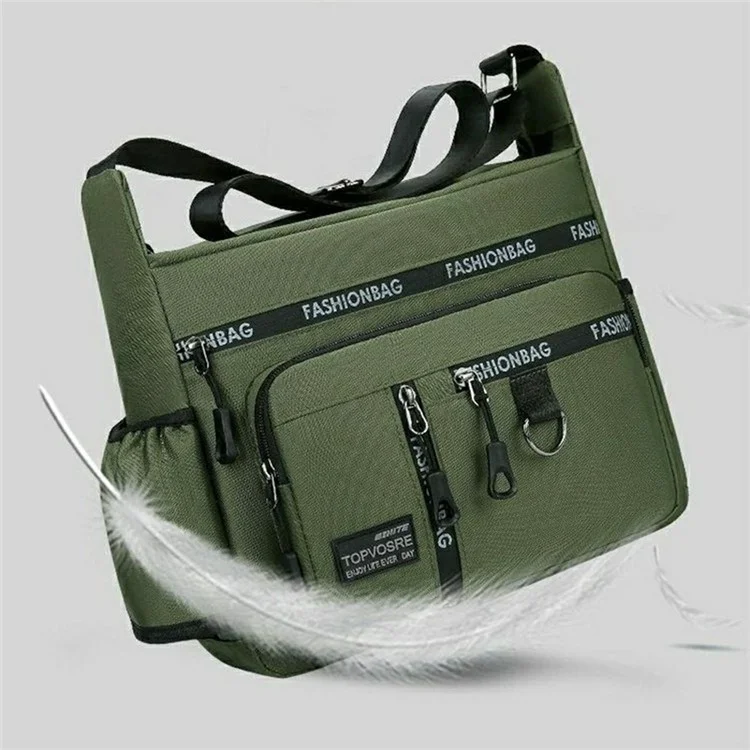 Men Casual Shoulder Bag Large Capacity Oxford Fabric Multi-Layer Travel Commute Business Messenger Bag - Army Green