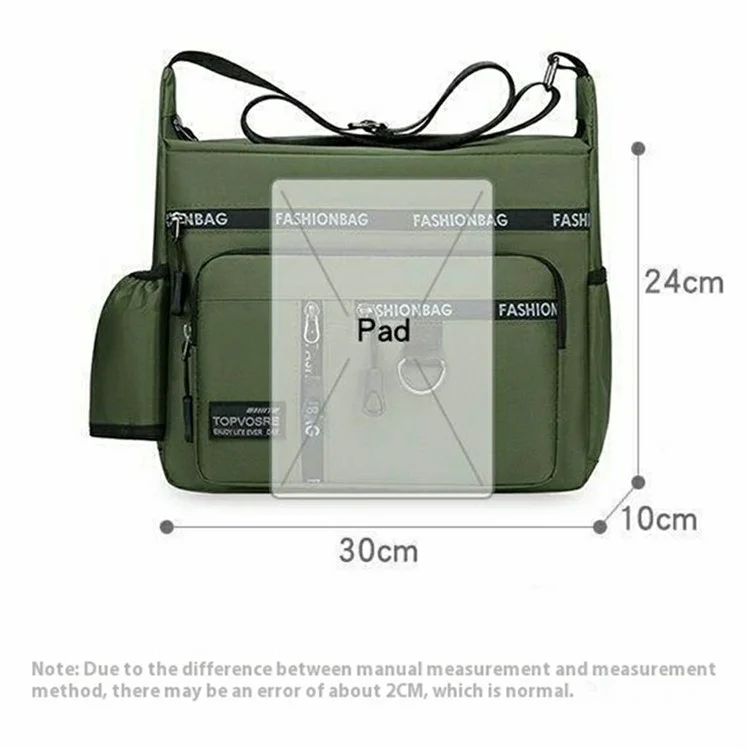 Men Casual Shoulder Bag Large Capacity Oxford Fabric Multi-Layer Travel Commute Business Messenger Bag - Army Green