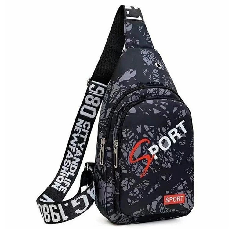 Bolsa Masculina Estilosa Casual de Nylon para Peito/Tiracolo - Pequena Bolsa de Ombro Única - Preta