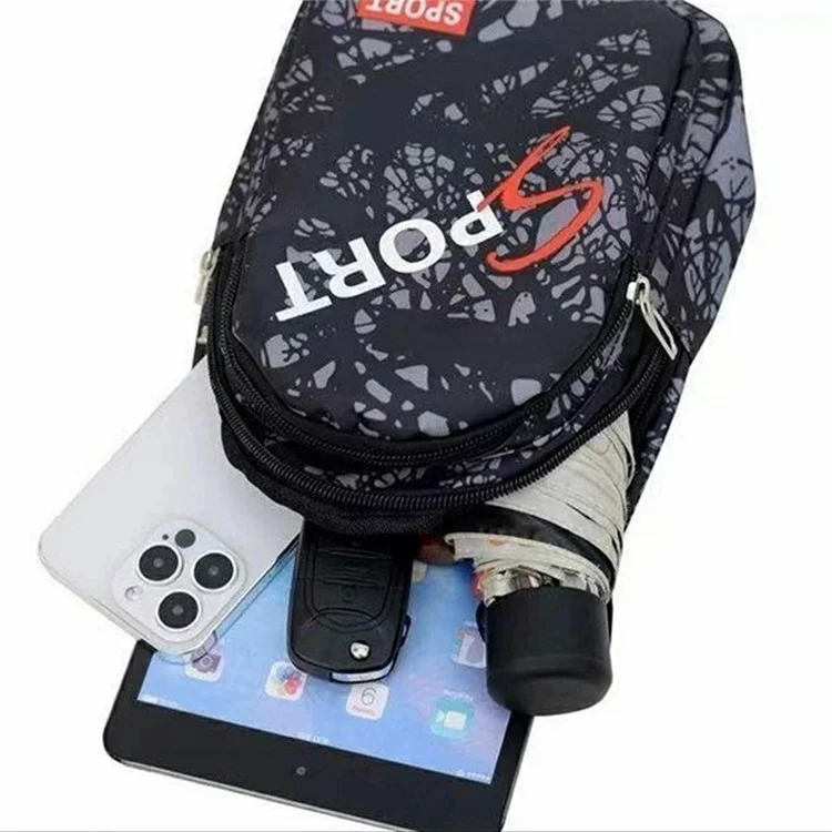 Bolsa Masculina Estilosa Casual de Nylon para Peito/Tiracolo - Pequena Bolsa de Ombro Única - Preta
