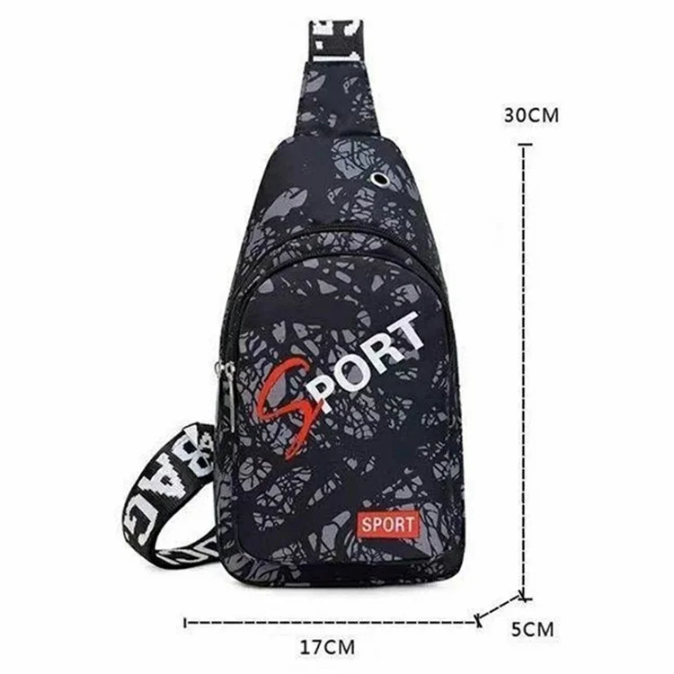 Bolsa Masculina Estilosa Casual de Nylon para Peito/Tiracolo - Pequena Bolsa de Ombro Única - Preta