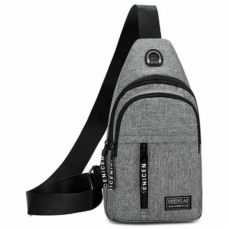 Bolso bandolera de doble capa para hombre, casual y de negocios, impermeable para exterior, color gris
