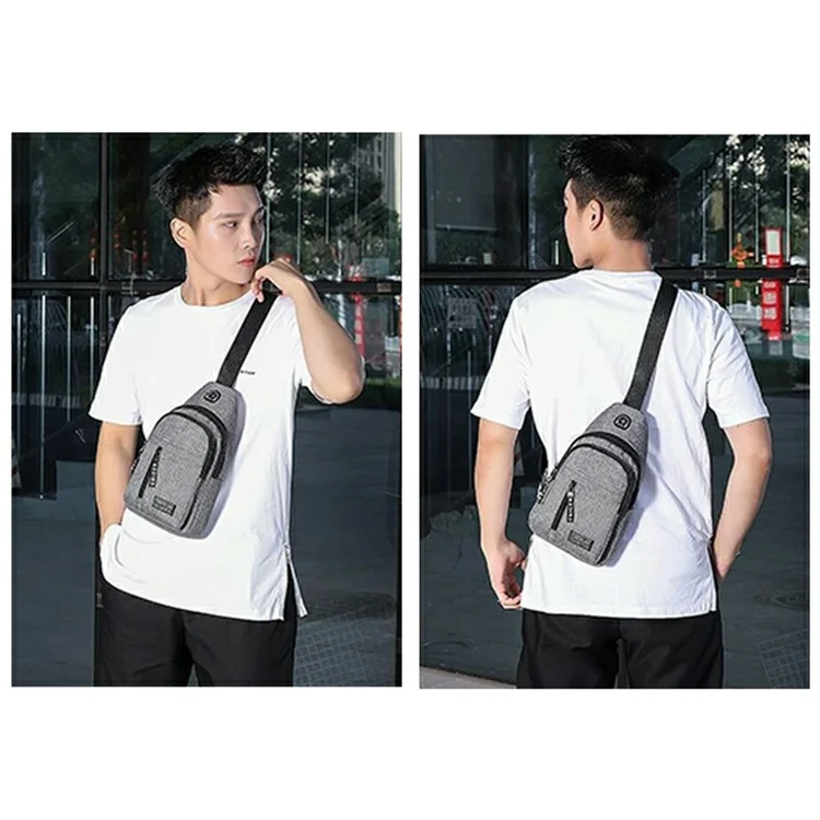 Bolso bandolera de doble capa para hombre, casual y de negocios, impermeable para exterior, color gris