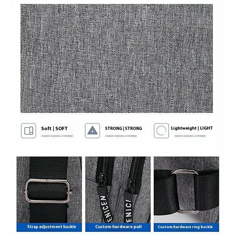 Bolso bandolera de doble capa para hombre, casual y de negocios, impermeable para exterior, color gris