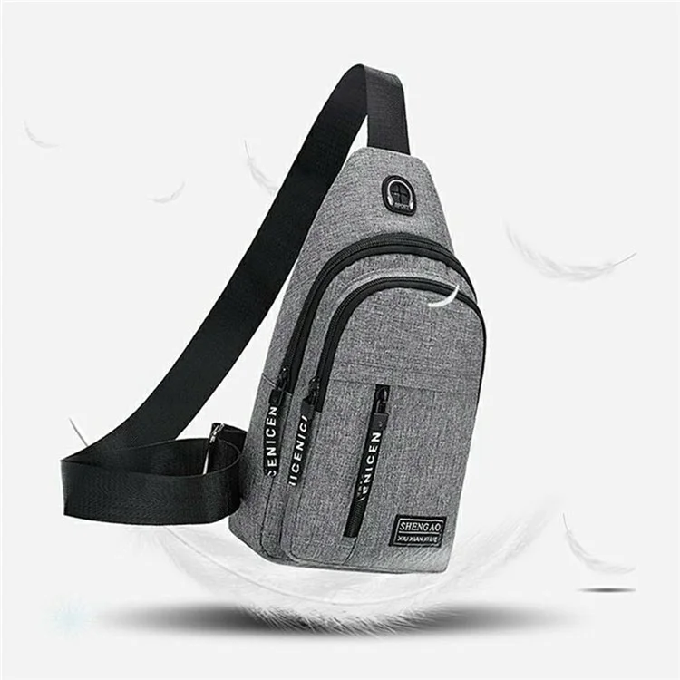 Bolso bandolera de doble capa para hombre, casual y de negocios, impermeable para exterior, color gris
