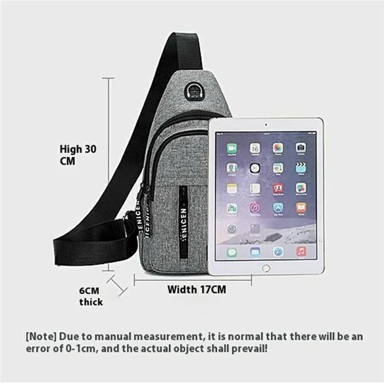 Bolso bandolera de doble capa para hombre, casual y de negocios, impermeable para exterior, color gris