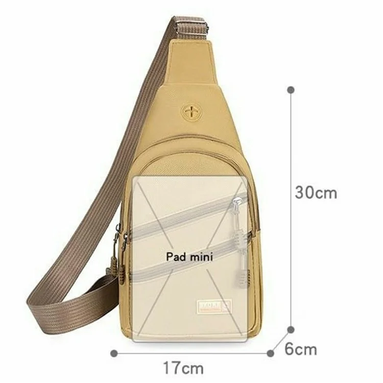 Bolso bandolera de lona para deportes al aire libre para hombres y mujeres con orificio para auriculares - Color café