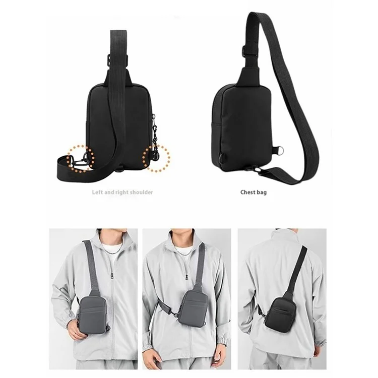 Leichte Umhängetasche aus Oxford-Stoff, Einzelschulter-Brusttasche für Radfahren / Wandern / Reisen - Schwarz