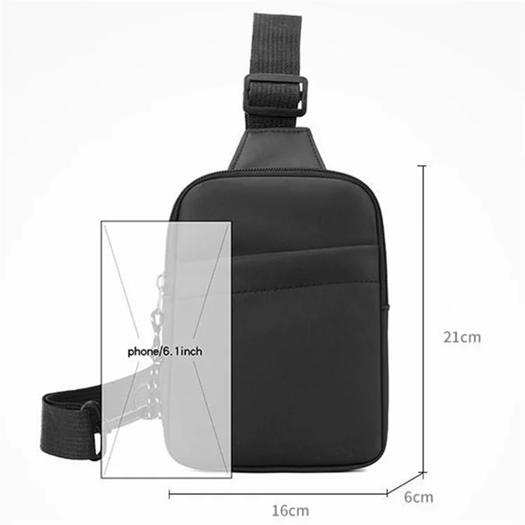 Leichte Umhängetasche aus Oxford-Stoff, Einzelschulter-Brusttasche für Radfahren / Wandern / Reisen - Schwarz