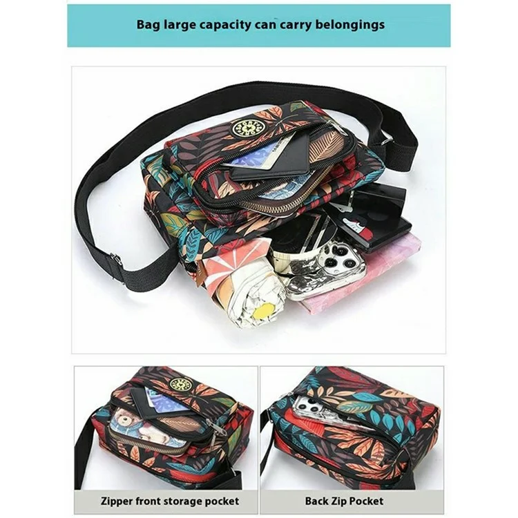 Sac à bandoulière carré pour personnes âgées en tissu Oxford imprimé pour courses / voyages - Plume rose