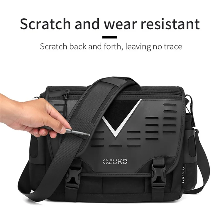 OZUKO 9483 Herren-Kuriertasche, Umhängetasche, modische Reisetasche, wasserdicht, Reisekit - Schwarz
