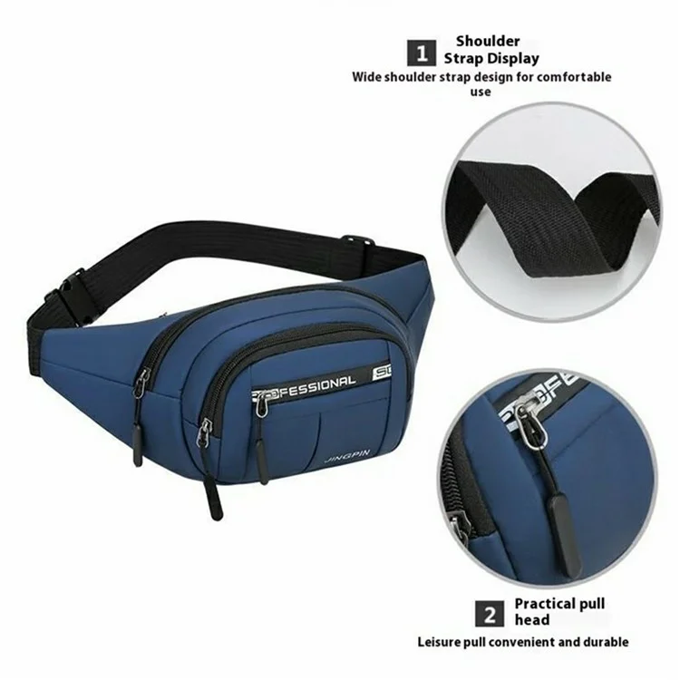 Multifunction Large Capacity Waist Pack PU  Leather Chest Bag for Men Women Phone Wallet Pouch - Dark Blue