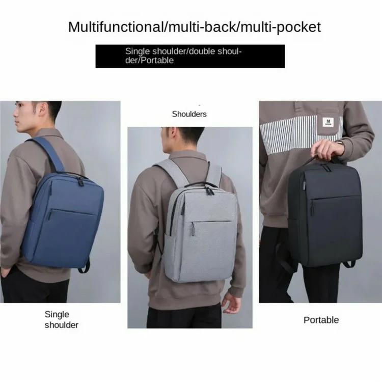 Großvolumige Herren Schultertasche Canvas Schulrucksack Business Laptop Rucksack (Ohne USB-Anschluss) - Grau