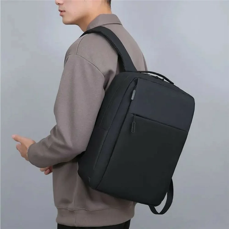 Großvolumige Herren Schultertasche Canvas Schulrucksack Business Laptop Rucksack (Ohne USB-Anschluss) - Grau