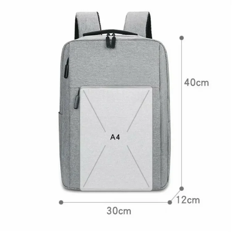 Großvolumige Herren Schultertasche Canvas Schulrucksack Business Laptop Rucksack (Ohne USB-Anschluss) - Grau