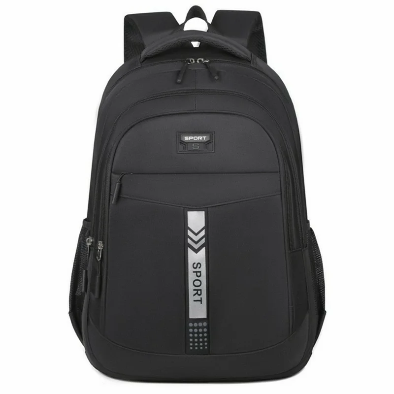 For 17 Inch Laptop Waterproof Oxford Fabric Backpack Breathable Large Capacity Men Rucksack - Black