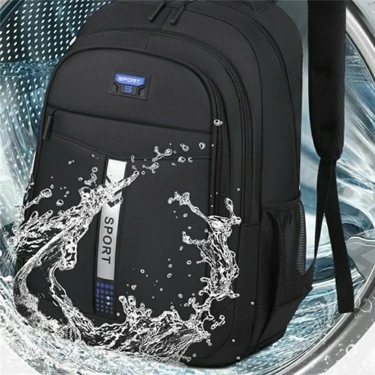 For 17 Inch Laptop Waterproof Oxford Fabric Backpack Breathable Large Capacity Men Rucksack - Black