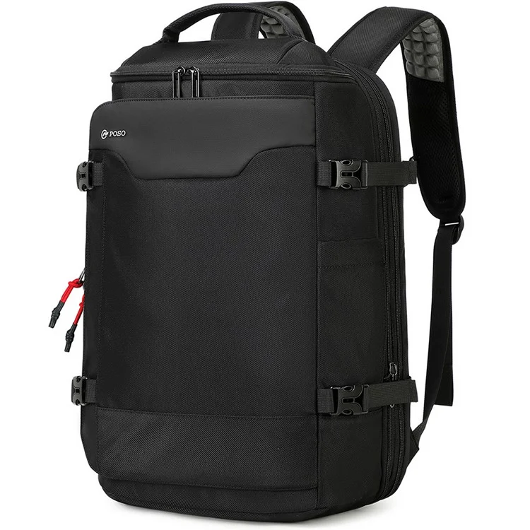 Mochila de Viagem Expansível com Compressão POSO 676 para Laptop de 17,3 Polegadas com Bomba de Vácuo (Sem Iluminação)