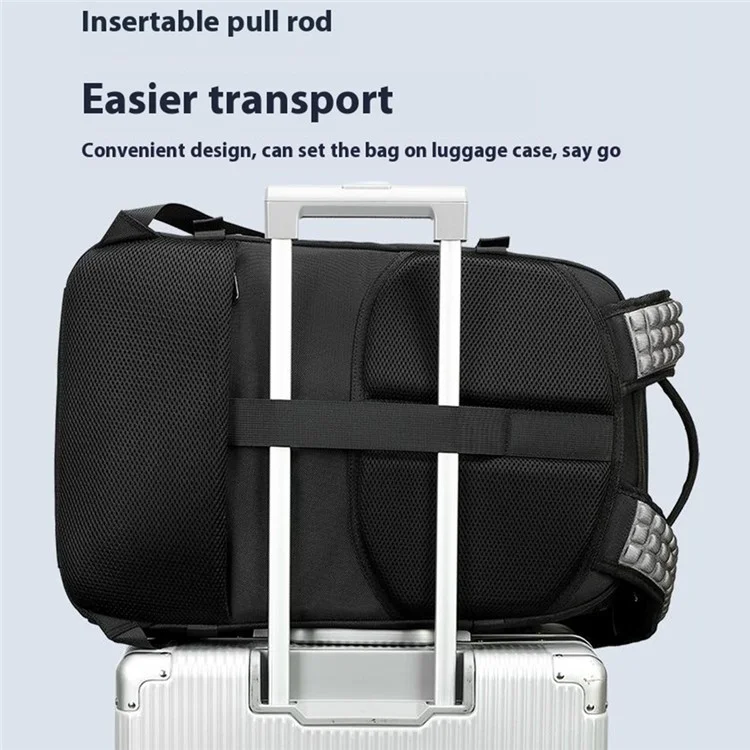 Mochila de Viagem Expansível com Compressão POSO 676 para Laptop de 17,3 Polegadas com Bomba de Vácuo (Sem Iluminação)