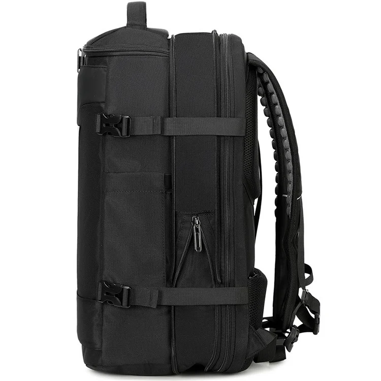 Mochila de Viagem Expansível com Compressão POSO 676 para Laptop de 17,3 Polegadas com Bomba de Vácuo (Sem Iluminação)