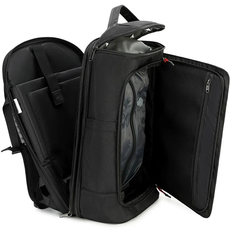Mochila de Viagem Expansível com Compressão POSO 676 para Laptop de 17,3 Polegadas com Bomba de Vácuo (Sem Iluminação)