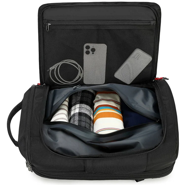 Mochila de Viagem Expansível com Compressão POSO 676 para Laptop de 17,3 Polegadas com Bomba de Vácuo (Sem Iluminação)