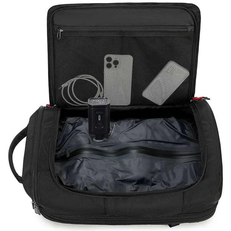 Mochila de Viagem Expansível com Compressão POSO 676 para Laptop de 17,3 Polegadas com Bomba de Vácuo (Sem Iluminação)