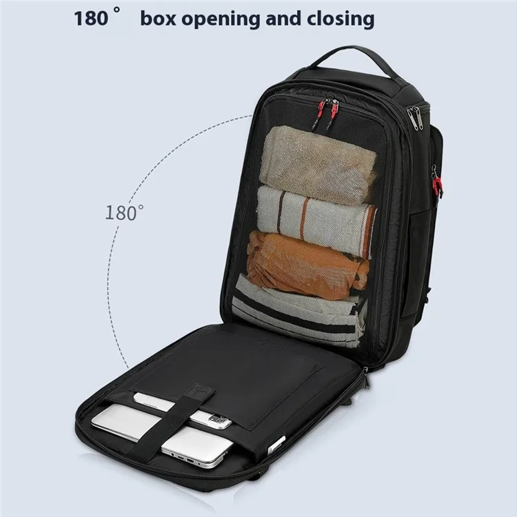Mochila de Viagem Expansível com Compressão POSO 676 para Laptop de 17,3 Polegadas com Bomba de Vácuo (Sem Iluminação)